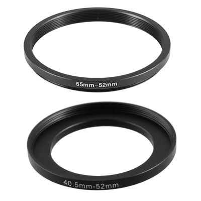 Replacement 40.5mm-52mm Metal Filter Step Up Ring Adapter for Camera &amp; 55mm-52mm 55mm to 52mm Black Step Down Ring Adapter for Camera