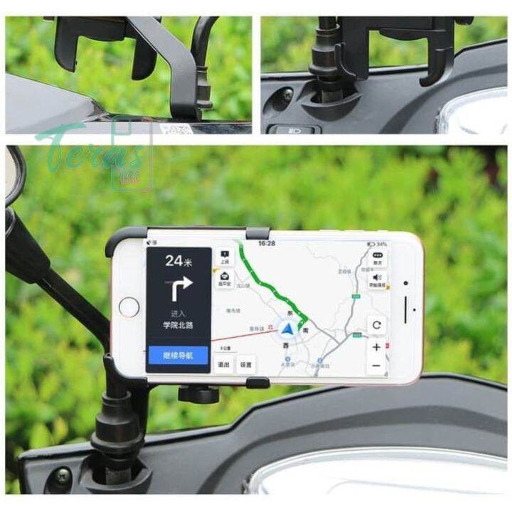 TA Holder Hp Motor Full Besi aluminium Holder Spion Motor Universal | Lazada Indonesia
