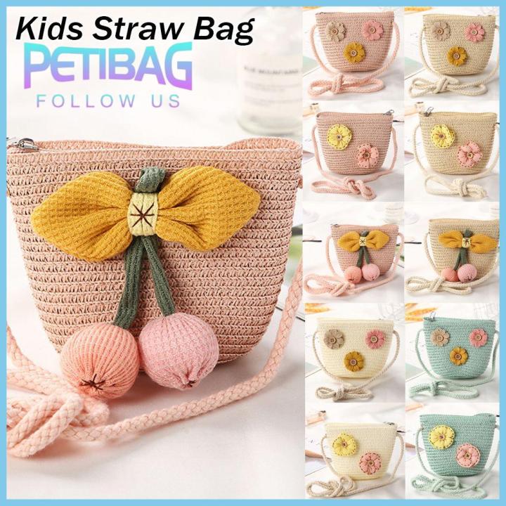 Kids straw sale beach bag