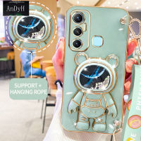 AnDyH Casing For infinix Hot 11 X662 X662B X689F Phone Case Cute 3D Starry Sky Astronaut Desk Holder with lanyard