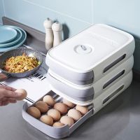 Eggs Storage Box Holder Container Drawer Type Egg Organizer With Lid Kitchen Fridge Fresh-keeping Stackable Storage Box