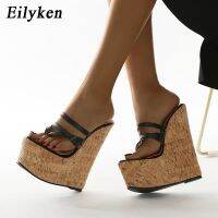 【cw】 Eilyken 2022 New Super 18CM Heels Platform Wedges Narrow Band Pinch slippers Sandals Mules Slippers shoes