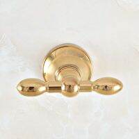 ℡☂ Bathroom Hardware Accessories Wall Mounted Luxury Golden Color Brass Robe Hook Dba888