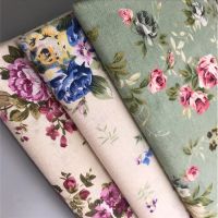 Floral Printed Linen Cotton Fabric Patchwork Sewing Canvas Material Cotton Linen Fabric For Handmade Textile Pillow Width 150cm