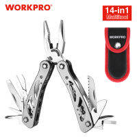 WORKPRO 14 In 1 Multi Tool Plier Portable Pocket With Nylon Sheath Outdoor แคมป์ปิ้งมีดพับ Pliers