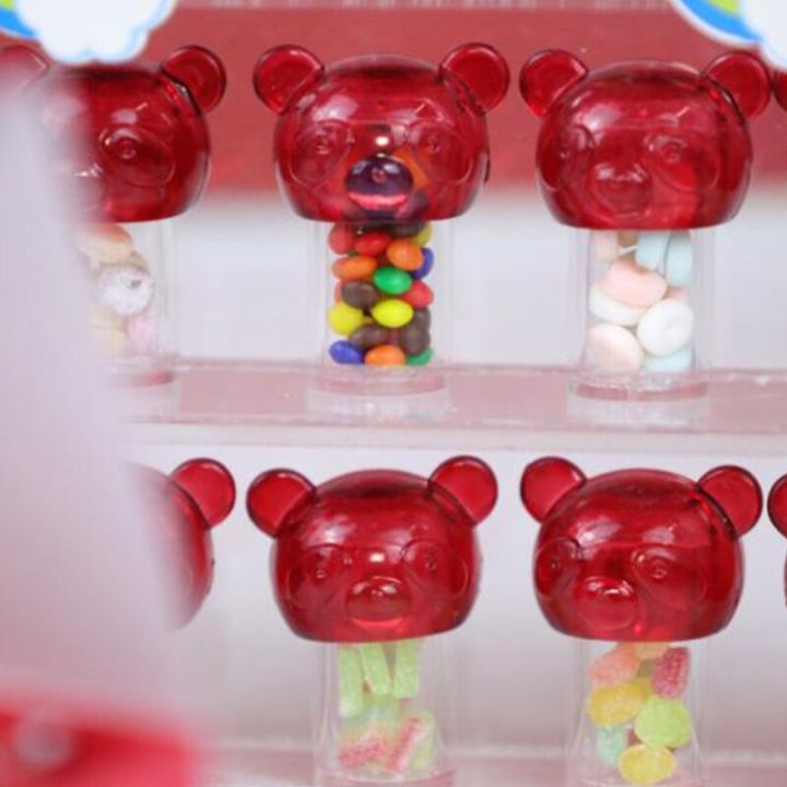 อุปกรณ์เสริมในบ้านตุ๊กตาการแสดงแบบจำลองขนาดเล็กคุกกี้มาการองบิสกิตโถลูกอมหมีเจลลี่อาหารของเล่นจำลอง