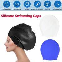 【LZ】∏☽  Chapéu de piscina de silicone Elastic Bath Caps Ear Hair Protection resistente a rasgos impermeável monocromático acessórios de natação