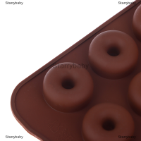 Star แม่พิมพ์โดนัทซิลิโคนสำหรับทำเค้กขนาดเล็ก15หลุมแม่พิมพ์ช็อคโกแลตคุกกี้ขนมอบแบบทำมือแม่พิมพ์เค้กมัฟฟินเครื่องมือในครัว