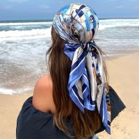 【CW】 Silk Scarf Scarftop Headwraps Four Seasons Hair Scarve 90x90cm Hijab Foulard Iuxe Bandana Headscarf