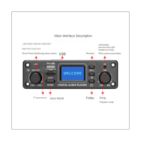 Digital Audio Player Bluetooth MP3 Player Music Player Decoder Board 128X64 DOTS LCD USB SD BT FM Music Player Module TPM119B