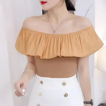 Semi off shoulder online tops