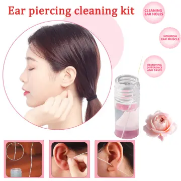 Earrings Hole Cleaner, 180pcs Ear Hole Floss Disposable Piercing Aftercare Cleaner  Earrings Piercing Ear Removal Kit Cleaning Tool Pierced Ears 