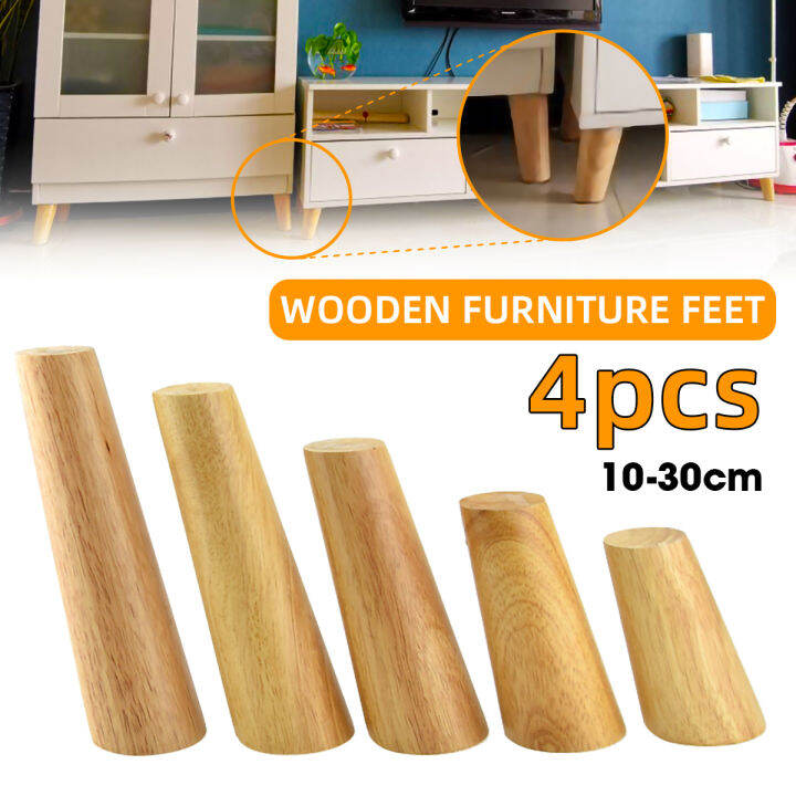 4Pcs Wooden Sofa Legs Angled Inclined Solid Oak Feet with Metal Plates