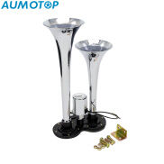 Dual Trumpet Electric Horn Loud Chrome Air Horn Speaker Kit 150dB 12V 24V