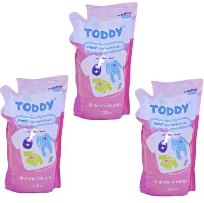 Toddy ทอดดี้ น้ำยาซักผ้าเด้ก 700ml. ชนิดเติม (3 ห่อ)