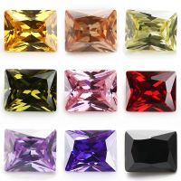 hotx【DT】 Size 2x3mm-10x12mm AAAAA Rectangle Cut Color Stone Loose CZ Stones Synthetic Beads Jewelry