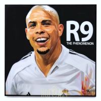 Ronaldo โรนัลโด้ R9 ตำนานกองหน้าทีมชาติ บราซิล Brazil รูปภาพ​ติด​ผนัง​ pop art พร้อมกรอบและที่แขวน นักฟุตบอล​ กรอบรูป​​ รูปภาพ แต่งบ้าน