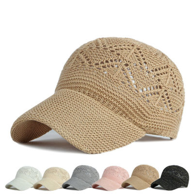 Hollowed-Out Design Baseball Cap Casual Outdoor Cap For Girls Breathable Knit Baseball Hat Fashionable Summer Sun Protection Cap Adjustable Snapback Hat