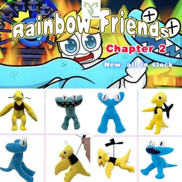 Rainbow Friends Plush, Cyan Rainbow Friend Chapter 2 Plush, Cyan Rainbow  Friends Plush, Rainbow Friends Toys, Rainbow Friends Birthday Decorations  (4 PCS) 