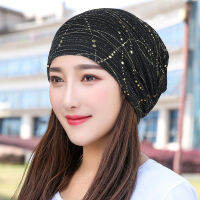 Women Summer Lace Rhinestone Breathable Sunscreen Sun Hat Female Fashion Spring Autumn Windproof Warm Black Cap Headscarf K39