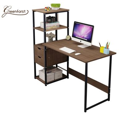 ( โปรโมชั่น++) คุ้มค่า Greenforst โต๊ะทำงาน โต๊ะคอมพิวเตอร์ พร้อมชั้นวางหนังสือด้านข้าง ลิ้นชัก2 ช่อง รุ่น 2171/2194 ราคาสุดคุ้ม โต๊ะ ทำงาน โต๊ะทำงานเหล็ก โต๊ะทำงาน ขาว โต๊ะทำงาน สีดำ