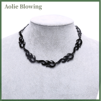 Aolie พังก์เปลวไฟสร้อยคอกระดูกงูฮิปฮอปโซ่โลหะ Choker ผู้ชายผู้หญิงอินเทรนด์เครื่องประดับ