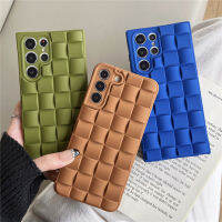 【2023】 Matte 3D Cube สานแบบซิลิโคนอ่อนนุ่มกรณีศัพท์สำหรับ Samsung Galaxy S22 S21อัลตร้าบวกการป้องกันกล้องฝาครอบกันกระแทก ！