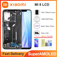 100 ทดสอบ Super AMOLED เหมาะสำหรับ Xiaomi Mi 8จอแสดงผล LCD สำหรับเหมาะสำหรับ Xiaomi Mi8 Touch Screen Digitizer หน้าจอกรอบ M1803E1A หน้าจอเปลี่ยน