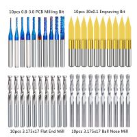 UCHEER 1SET End Mill Engraving Bits Set Nano Blue Coated CNC Router Bits เครื่องตัดมิลลิ่งเครื่องมือกัดคาร์ไบด์ไม้