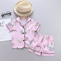 2023 Summer New Baby Boys Girls Pajamas Cartoon Unicorn T-shirt + Short Pants 2Pcs Suit For 1-5 Years Old Kids Clothing Set