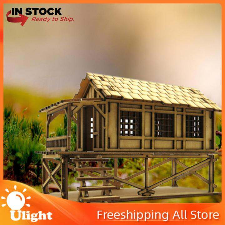 Ulight 1/72 Wooden Cabin, 3D Wooden Puzzle, DIY Crafts House Modeling