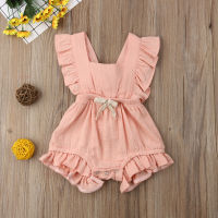 (Childrenhouse) เด็กทารกแรกเกิดสาวนัวเนีย R omper บอดี้สูท J umpsuit สีทึบชุด sunsuit 0-24 เมตร