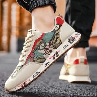 ◎♕ Personalized bear pattern small white shoes mens thick-soled fashion casual shoes all-match sports fashion trendy shoes hot style Forrest Gump shoes