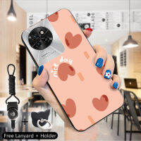 เคส PMP สำหรับ Tecno Camon 20 Camon 20 Pro Itel S23 (แหวนใส่นิ้ว + สายคล้อง) เคสโทรศัพท์ดีไซน์ลายดอกไม้สตรอเบอร์รี่เป็นวงกลมที่สวยงามเคสซิลิโคนกันกระแทกโทรศัพท์ป้องกัน TPU ฝาหลัง