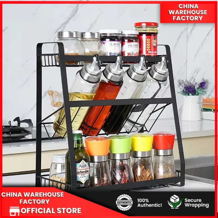 CH Warehouse Kitchen Rack for spices 3 Layers Spice Jars Bottle Shelf