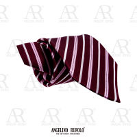 ANGELINO RUFOLO Necktie(NTN1750-ทาง025) เนคไทผ้าไหมทออิตาลี่คุณภาพเยี่ยม ดีไซน์ Stripes เลือดหมู/ชมพู/น้ำตาล