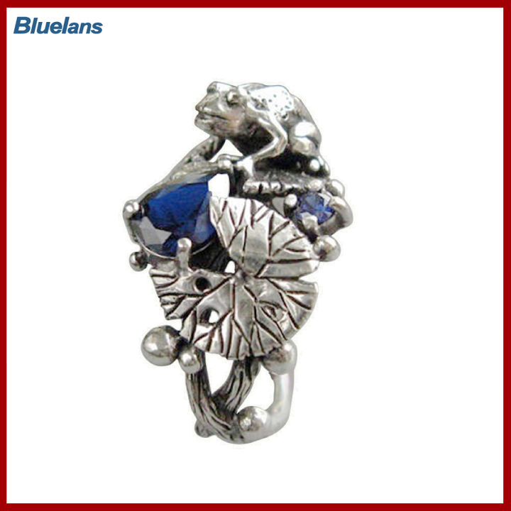 Bluelans®แหวนสวมนิ้วกลวงทำจากทองแดงแบบพังค์สำหรับผู้หญิงของขวัญเครื่องประดับลายงานปักครอสติชรูปกบบัว