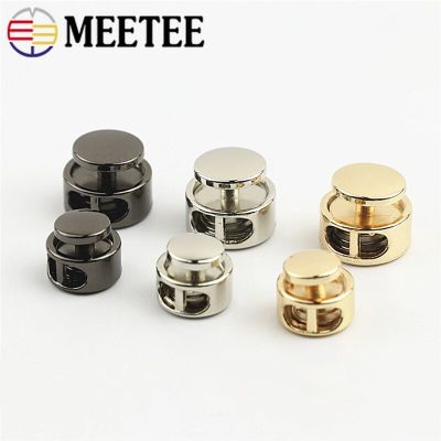 ：“{—— 5/10Pcs Meetee Metal Spring Stopper Double Hole Adjust Cord Lock Rope Fixed End Snap Button Decor Buckles DIY Sewing Accessories