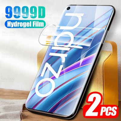 ฟิล์มไฮโดรเจลโค้งเต็มรูปแบบ2ชิ้นสำหรับ Oppo Realme Narzo 30 4G ปกป้องหน้าจอ Realmi Narzo30 6.5 Quot; นิ่มป้องกันไม่ใช่กระจก