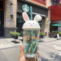 Starbuck แก้วน้ำฤดูใบไม้ร่วง480มล. ทรงกระต่ายแก้วแบบมีหลอด Gulu ทรงกระต่ายโมเดลกระบอกน้ำน่ารักฤดูใบไม้ร่วงถ้วยตั้งโต๊ะสำหรับผู้หญิง