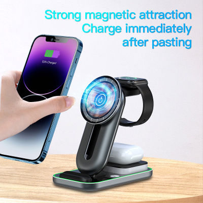 30W 4 In 1 Magnetic Wireless Charger Stand สำหรับ 12 13 14 Pro Max Macsafe Fast Charging สำหรับ 7 6
