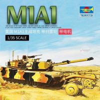 แบบทหารสุดๆ √ ผู้เป่าแตรชุดประกอบโมเดลรุ่น1/35อเมริกัน M1A1รถถังประจัญบานหลักพร้อมล้อเรือกวาดทุ่นระเบิดและ00336มอเตอร์