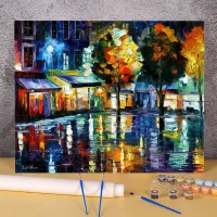 Afremov Night Shops Original A Paint By Numbers Complete Kit Acrylic Paints 50*70 Painting On Canvas Home Wholesale