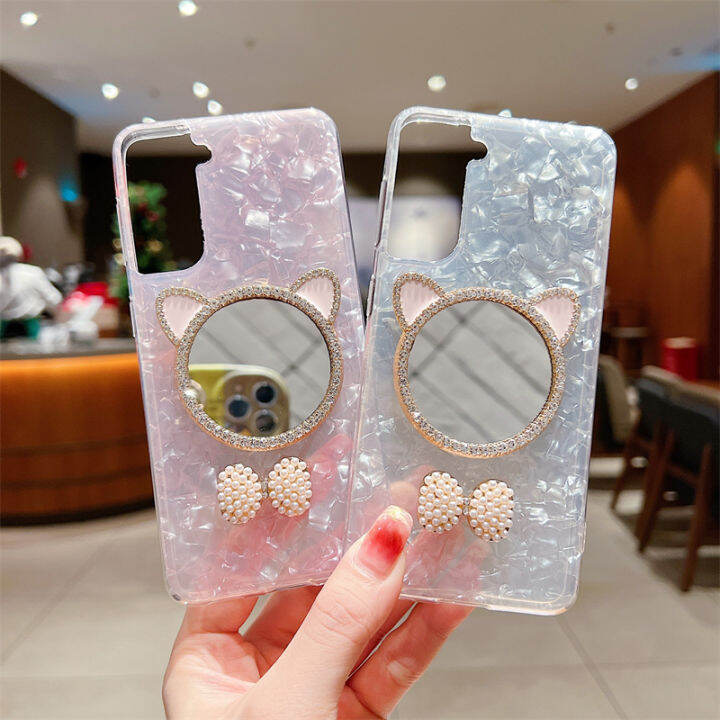 2023เคสใส่โทรศัพท์ใหม่สำหรับ-vivo-v29-5g-กากเพชรส่องแสงเป็นประกายวิบวับกระจกแต่งหน้าหูแมวน่ารักสีขาวน่ารักสีชมพูอ่อนเคส-vivo-v29โปร่งใสเคสกันกระแทกพิมพ์ลาย-vivov29-5g