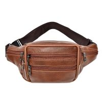 【CW】 Fashion Leather Shoulder Brand Designer Waist Purse Outdoor Men  39;s Chest Pack