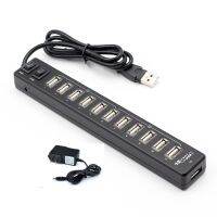 Hub USB Kualitas Tinggi 12 Port USB 2.0 Hub Sakelar Multi Usb Splitter dengan Adaptor Daya EU / US untuk PC Laptop Macbook Air