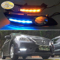 SNCN ไฟหน้าเดย์ไลท์ LED DRL 12V 2ชิ้นสำหรับนิสสันเซนทรา2012 2013 2014สัญญาณไฟเลี้ยวสีเหลือง2015โคมไฟสำหรับขับรถอัตโนมัติตอนกลางคืนสีน้ำเงินสำหรับวิ่งกลางวัน