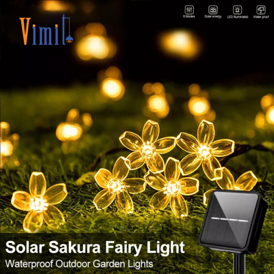 Vimite 12meters solar blossom flower fairy lights outdoor waterproof - ảnh sản phẩm 1