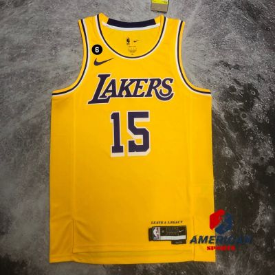 Mens 2023NBA Los Angeles Lakers Austin Reaves Gold Basketball Player Jersey Icon Edition