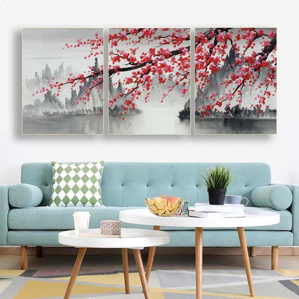 Colourful Abstract Landscape Picture CANVAS WALL ART Three Panel Print